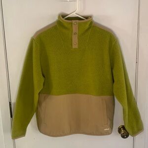 Allbirds Hazy Line Fluff Fleece pullover jacket with tan trim Size Medium
